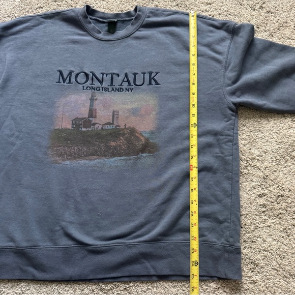 Wild Fable Montauk Embroidered Graphic Oversized Crewneck Sweatshirt Blue Small - Picture 6 of 8